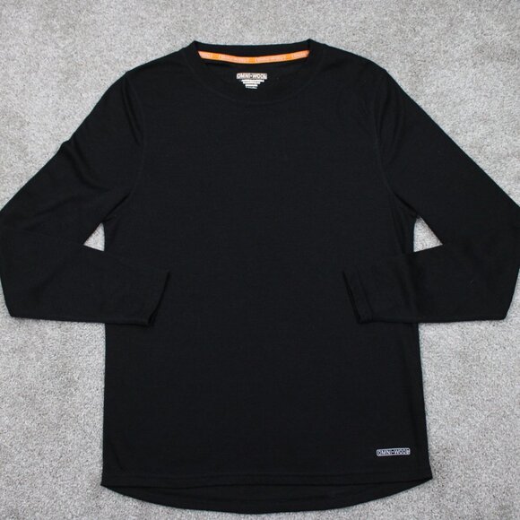 Omni-Wool Midweight Base Layer Shirt Mens Medium Black Lined L/S Pullover - Picture 1 of 13